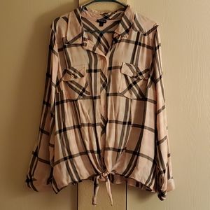 Torrid size 4 pink plaid long sleeve